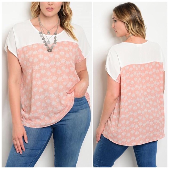 bchic_boutique Tops - ♦️LAST 1♦️PLUS: Blush Ivory Short Sleeve Top